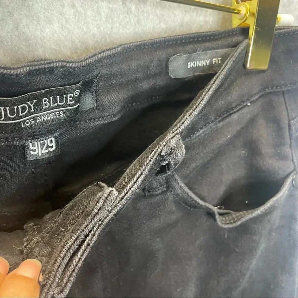 Judy Blue Black Raw Hem High Waisted Skinny Jeans - Picture 3 of 4